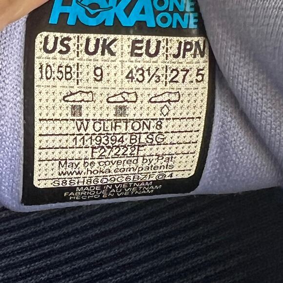 Hoka One One Clifton 8 Baby Lavendar‎ Green 1119394  Powersteps Insoles 10.5 - Picture 8 of 14